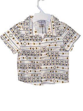 Boys Arrow Print Button-Up Shirt - Sparkledots 2T - Short Sleeve - Black/White/G